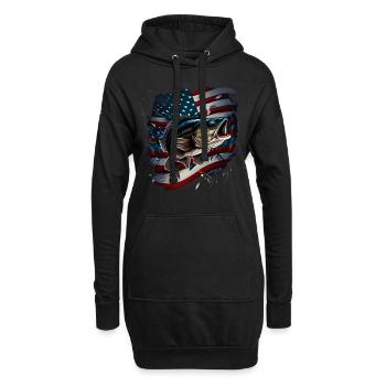 Fishing and an American Flag - Largemouth Bass - Hoodie-Kleid - Schwarz - Vorne
