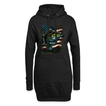 Fishing and an American Flag - Largemouth Bass - Hoodie-Kleid - Schwarz - Vorne