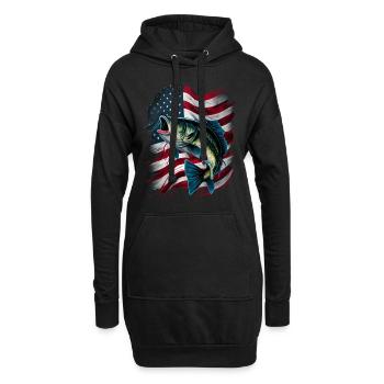 Fishing and an American Flag - Largemouth Bass - Hoodie-Kleid - Schwarz - Vorne