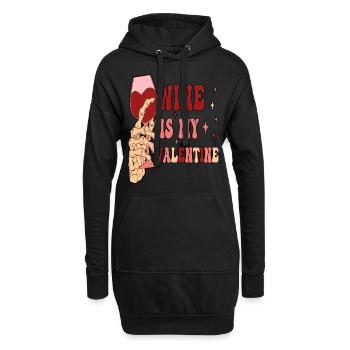 Wein ist mein Valentinstag Anti-Valentinstag - Hoodie-Kleid - Schwarz - Vorne