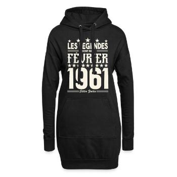 cadeau d'anniversaire Février 1961. février 1961. - Sweat-shirt à capuche long Femme - noir - Devant