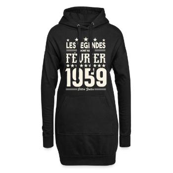 cadeau d'anniversaire Février 1959. février 1959. - Sweat-shirt à capuche long Femme - noir - Devant