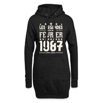 cadeau d'anniversaire Février 1987. février 1987. - Sweat-shirt à capuche long Femme - noir - Devant