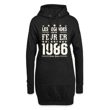 cadeau d'anniversaire Février 1986. février 1986. - Sweat-shirt à capuche long Femme - noir - Devant