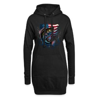 Angeler & amerikanische Flagge - Angeln - Hoodie-Kleid - Schwarz - Vorne