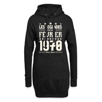 cadeau d'anniversaire Février 1970. février 1970. - Sweat-shirt à capuche long Femme - noir - Devant
