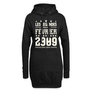 cadeau d'anniversaire Février 2009. février 2009. - Sweat-shirt à capuche long Femme - noir - Devant
