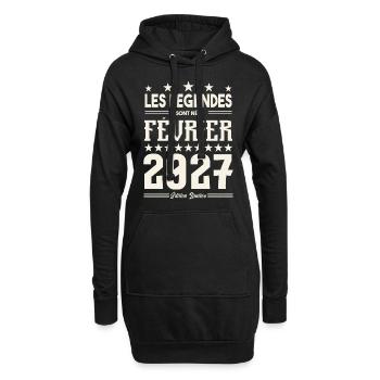 cadeau d'anniversaire Février 2027. février 2027. - Sweat-shirt à capuche long Femme - noir - Devant