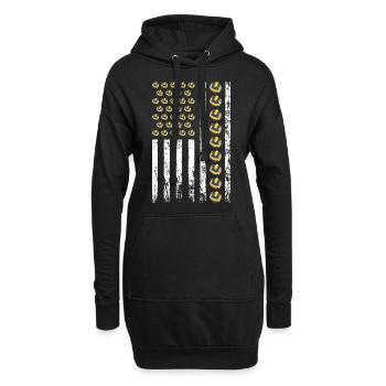 Amerikanischer Sport Volleyball Flagge - Hoodie-Kleid - Schwarz - Vorne