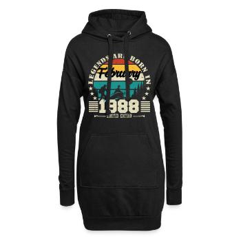 février 1988. Cadeau d'anniversaire février 1988. - Sweat-shirt à capuche long Femme - noir - Devant