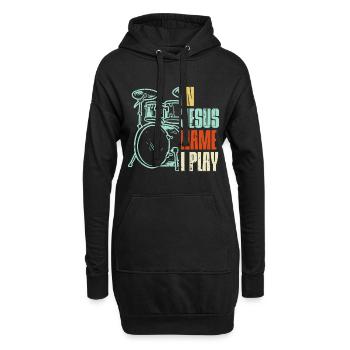 Jésus Nom Je joue de la batterie Dieu Tambour Musique Christi - Sweat-shirt à capuche long Femme - noir - Devant