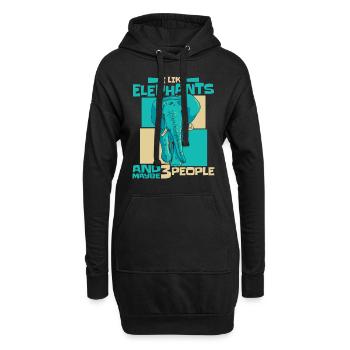 Elefant Tier Elefanten Zoo - Hoodie-Kleid - Schwarz - Vorne