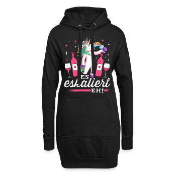 Es eskaliert eh T-Shirt Malle Party Outfit Damen - Hoodie-Kleid - Schwarz - Vorne