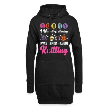Knitting Knitter Sorry I Wasn't - Hoodie-Kleid - Schwarz - Vorne