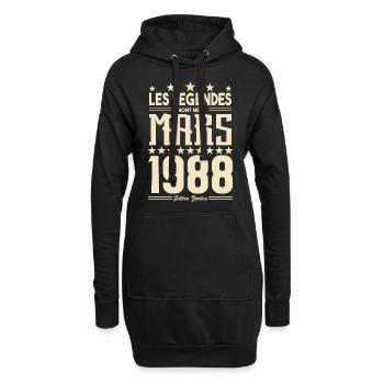 cadeau d'anniversaire mars 1988. cadeau Mars 1988. - Sweat-shirt à capuche long Femme - noir - Devant