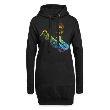 Saxophone With Flower Saxophonist Sax Player Saxop - Hoodie-Kleid - Schwarz - Vorne