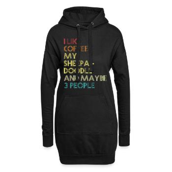 Sheepadoodle chien propriétaire café amateur citation Vintage - Sweat-shirt à capuche long Femme - noir - Devant
