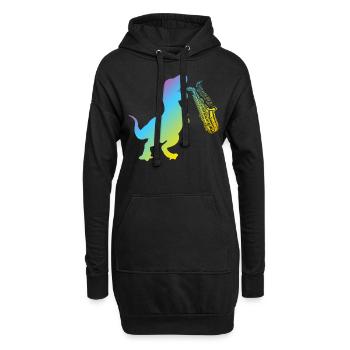 Dino Saxophone Player - Funny Saxophonist Dinosaur - Hoodie-Kleid - Schwarz - Vorne