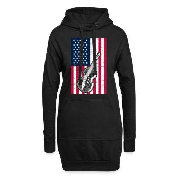 Contrebasse Drapeau US Patriotic Contrebassiste - Sweat-shirt à capuche long Femme - noir - Devant