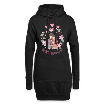 Anime, Manga, Couple, Amour, Japon - Sweat-shirt à capuche long Femme - noir - Devant