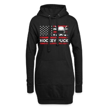 Hockey Puck Amerikanische Flagge Eishockey Team - Hoodie-Kleid - Schwarz - Vorne