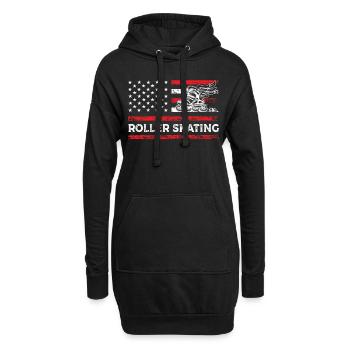 Rollschuhlaufen American Fitness Sport Flagge - Hoodie-Kleid - Schwarz - Vorne