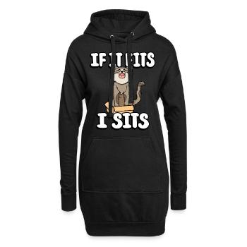 Si ça me va, je m’assois mignon bidon chat fitness - Sweat-shirt à capuche long Femme - noir - Devant