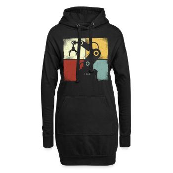 Robot Robotique Ingénieur Rétro - Sweat-shirt à capuche long Femme - noir - Devant
