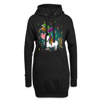 Mardi Gras Narr Hut Maske Und Perlen Einhorn - Hoodie-Kleid - Schwarz - Vorne