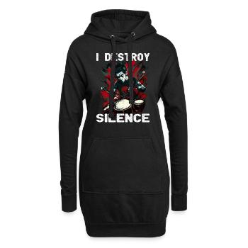 I Destroy Silence - Schlagzeug - Schlagzeuger - Hoodie-Kleid - Schwarz - Vorne