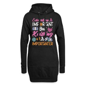 Knitting Knitter Education Is - Hoodie-Kleid - Schwarz - Vorne