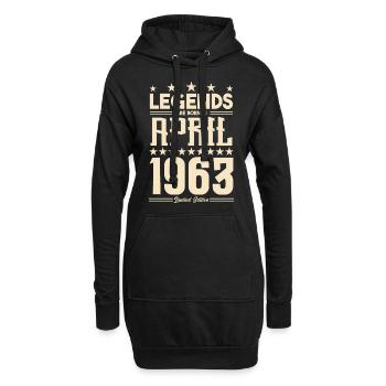 Geschenk Legende April 1963 Geschenk April 1963. April - Hoodie-Kleid - Schwarz - Vorne