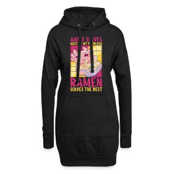 Anime Ramen Axolotl - Hoodie-Kleid - Schwarz - Vorne
