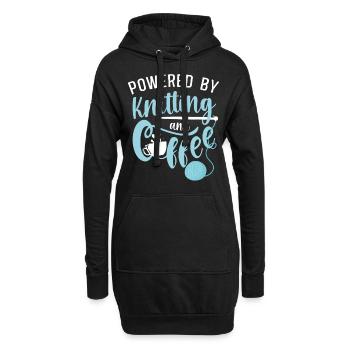 Knitting Knitter Coffee Powered By - Hoodie-Kleid - Schwarz - Vorne