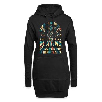 Sax Player Saxophone Player School Boy Saxophonist - Hoodie-Kleid - Schwarz - Vorne