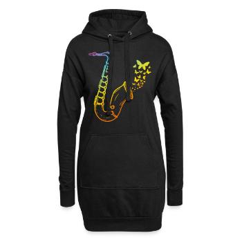 Saxophone Instrument Saxophoniste Saxophoniste - Sweat-shirt à capuche long Femme - noir - Devant