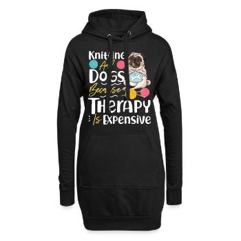 Knitting Knitter Dog Pug Knitting - Hoodie-Kleid - Schwarz - Vorne