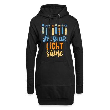 Lustiges Chanukka Lass dein Licht leuchten Menora Erwachsene - Hoodie-Kleid - Schwarz - Vorne