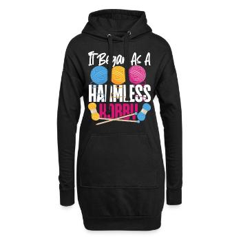 Knitting Knitter It Began As A - Hoodie-Kleid - Schwarz - Vorne