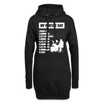 My Perfect Day Drumming Drummer Drum Set - Hoodie-Kleid - Schwarz - Vorne