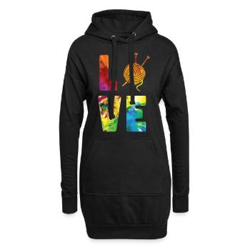 Tricoter Tricoter Aquarelle Amour - Sweat-shirt à capuche long Femme - noir - Devant
