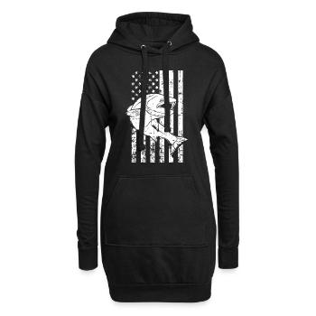 Amerikanische Flagge Bass Angeln Valentinstag Fisherma - Hoodie-Kleid - Schwarz - Vorne
