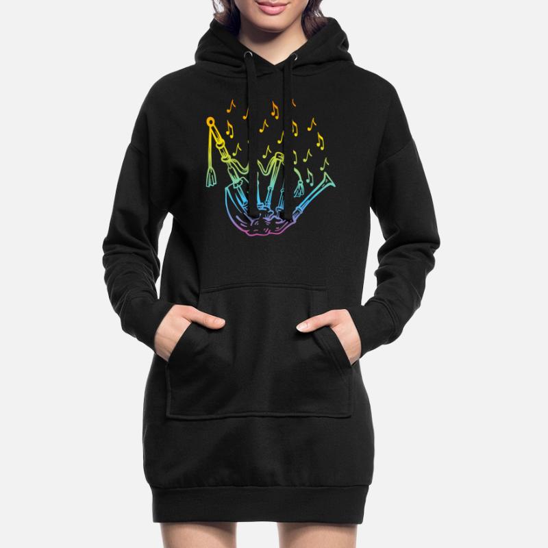 Cornemuse avec notes de musique Cornemuse Musicien de cornemuse Sweat-shirt à capuche long Femme