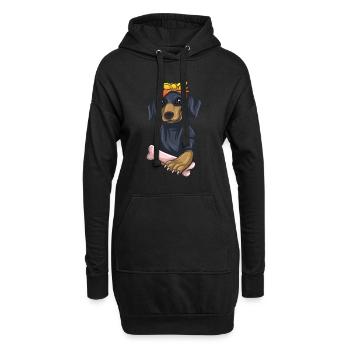 Teckel Cadeau Dixie Viennese Doxie Teckel - Sweat-shirt à capuche long Femme - noir - Devant