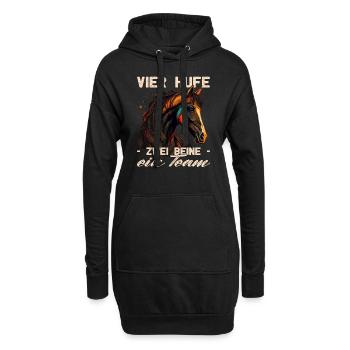 Pferdemama Pferdemädchen - Reiten - Westernreiter - Hoodie-Kleid - Schwarz - Vorne