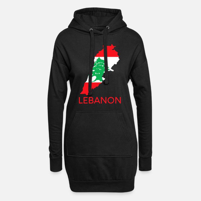 Libanon Flagge Zeder Beirut Libanesisch Arabisch Ara - Hoodie-Kleid - Schwarz