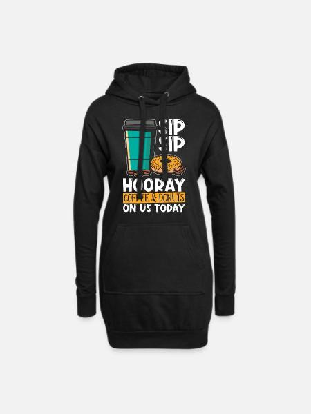 Coffee & Doughnuts Sip Sip Hooray Coffee Bean - Hoodie-Kleid - Schwarz