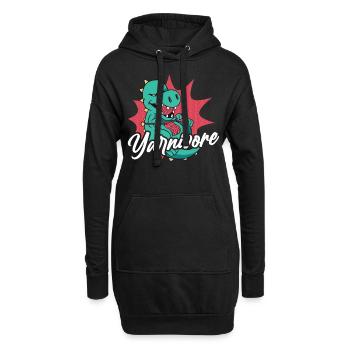 Knitting Knitter Pun Dinosaur - Hoodie-Kleid - Schwarz - Vorne