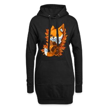 Roter Waldfuchs Baby Tier Herbst Herbst BlätterFuchs k - Hoodie-Kleid - Schwarz - Vorne