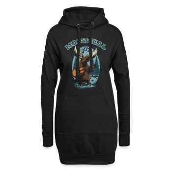 Mooseical - Moose musical avec guitare acoustique - Sweat-shirt à capuche long Femme - noir - Devant